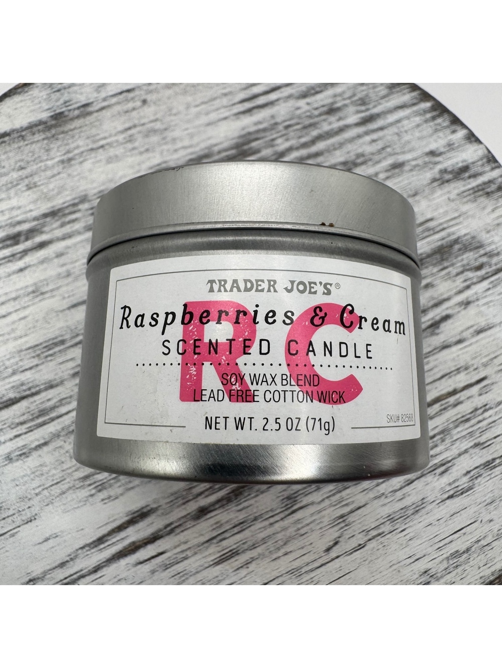 Trader Joe's Raspberries & Cream Scented Candle Soy Wax 2.5 oz Hard to Find!